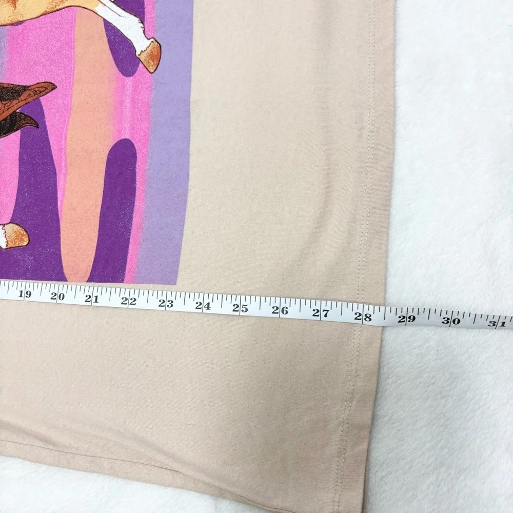 Barbie Rodeo Graphic‎ Solid T-Shirt Flesh Beige Cotton Blend Top Size L - Picture 6 of 6